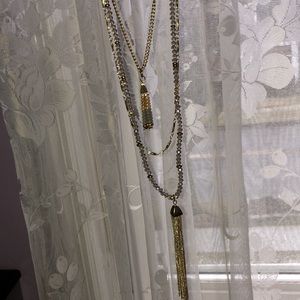 Long 3 strand tassel necklace